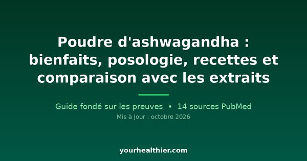 Poudre d’ashwagandha : bienfaits, posologie, recettes et comparaison avec les extraits