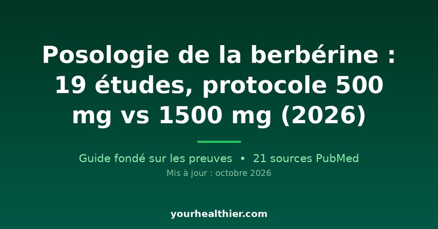Posologie de la berbérine : 19 études, protocole 500 mg vs 1500 mg (2026)