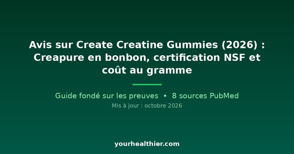 Avis sur Create Creatine Gummies (2026) : Creapure en bonbon, certification NSF et coût au gramme