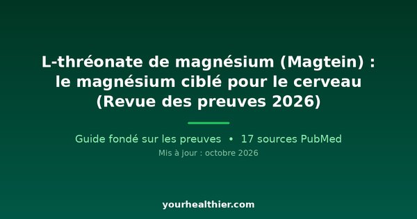 L-thréonate de magnésium (Magtein) : le magnésium ciblé pour le cerveau (Revue des preuves 2026)