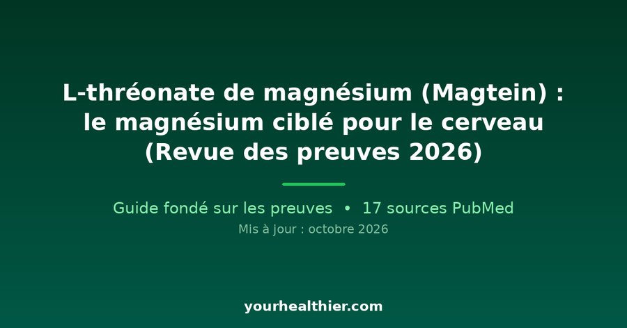 L-thréonate de magnésium (Magtein) : le magnésium ciblé pour le cerveau (Revue des preuves 2026)