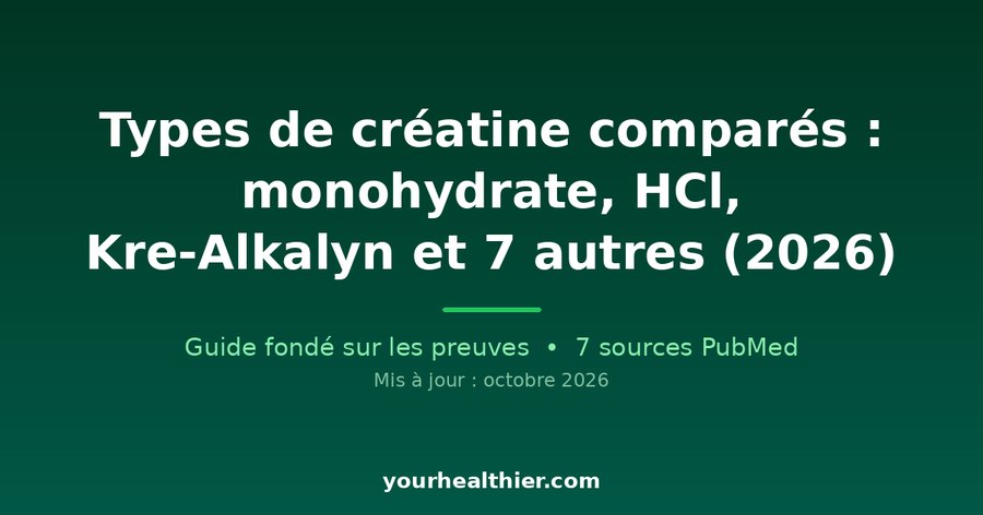Types de créatine comparés : monohydrate, HCl, Kre-Alkalyn et 7 autres (2026)