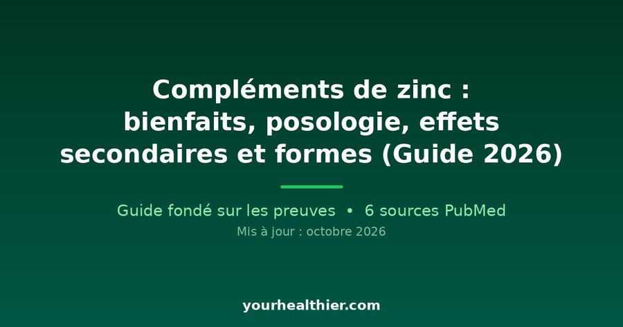 Compléments de zinc : bienfaits, posologie, effets secondaires et formes (Guide 2026)